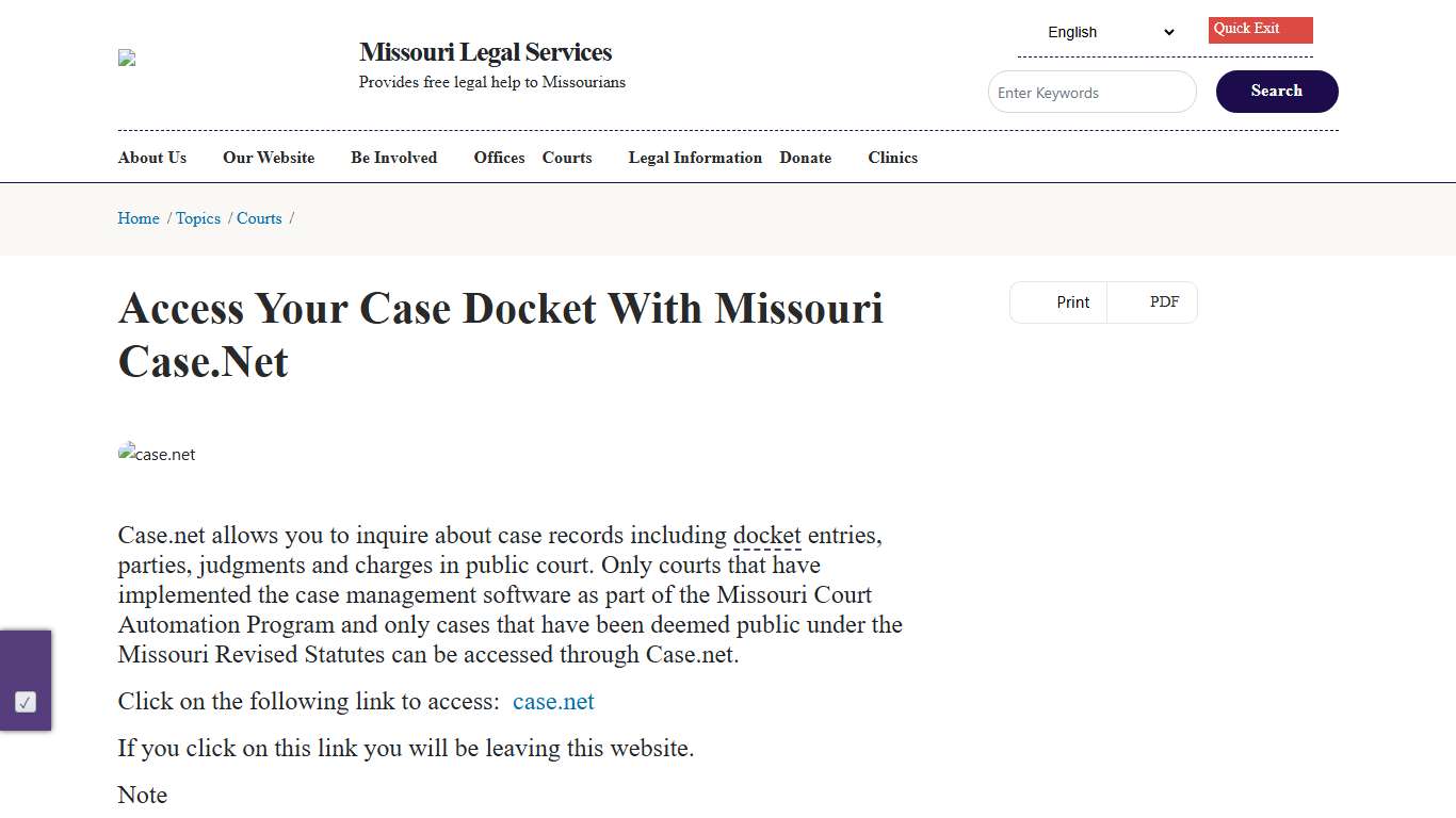 Access Your Case Docket With Missouri Case.Net Missouri Legal Services